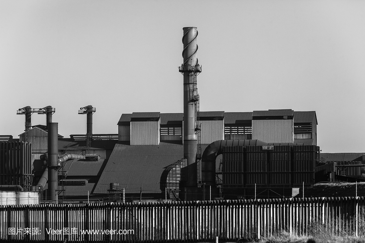 户外工厂结构黑白色